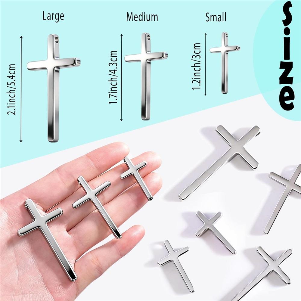 10Pcs Stainless Steel Cross Charms, Anti-Tarnish Religious Cross Pendants 3 Sizes For DIY Necklaces Bracelets Earrings Jewelry Making Supplies