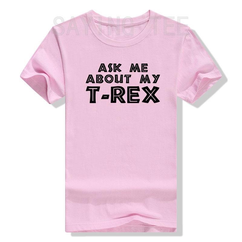 Herrenmode Frag mich nach meinem Trex T-Shirt Lustig Cool Dinosaurier Flip Grafik Neuheit T-Shirts Sarkastisches und Nerdiges Outfit Ehemann Geschenk