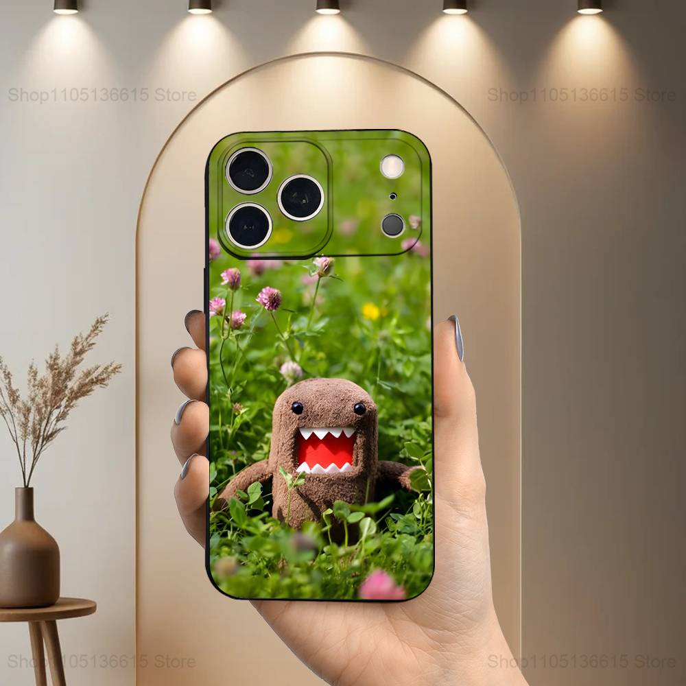 Cute D-DOMO-KUN Art Case For iPhone 17,16,15,14,13,12,11 Air,Plus,Pro Max,XS,X,XR,SE,Mini,8,7,Soft Silicone Black Cover
