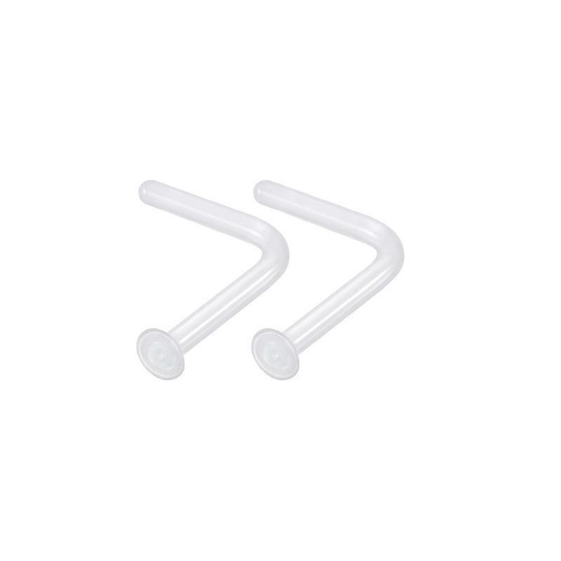 Transparent Color Glass C-Shaped L-Bend Nose Stud Ring - Invisible Curved Bar Nose Jewelry