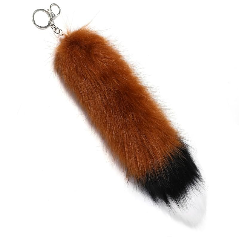 

[COZENTA] strap fur tail Fluffy Fluffy key ring fox cosplay disguise accessories 3 colors (Brown)