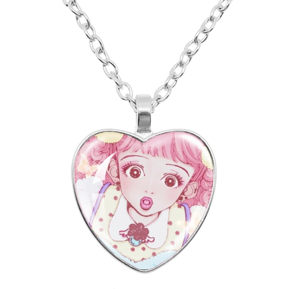 Paradise Kiss Anime Necklace Yukari Hayasaka Miwako Sakurada Glass Heart Shape Pendant Necklace Charm Jewelry Friend Gift