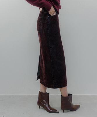 Memua Kent Velvet Denim Midi Skirt