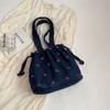 Elegante Borsa a Mano in Tela Ricamata Borsa a Spalla Casual alla Moda Semplice Borsa a Tracolla per Donna