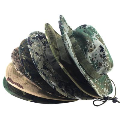 Moda wojskowy kamuflaż kapelusze kubełkowe Jungle Camo Fisherman Hat z szerokim rondem czapka wędkarska przeciwsłoneczna