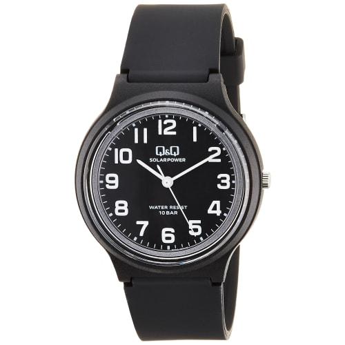 Citizen Q&Q Analog Solar Watch, 10 ATM Water Resistant, Urethane Strap, E04A-001VK, Women's, Black/Black