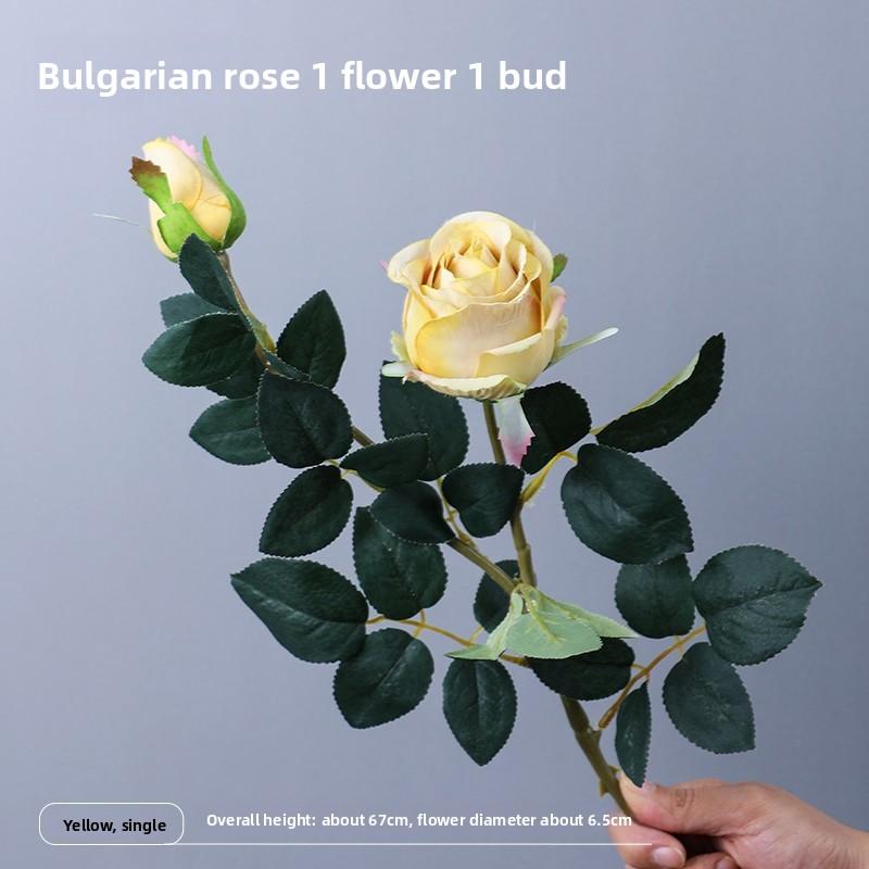 

Two Artificial Flowers, Rose Silk Flowers, Home and Wedding Decoration Artificial Flowers, Dried Flowers, Bouquets, Living Room and Table Flowers 1pc жовтий