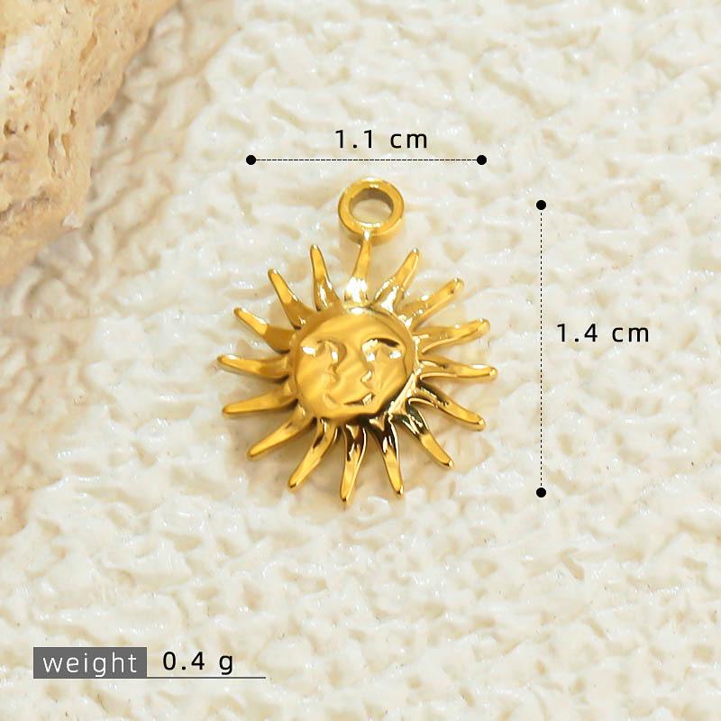 Handmade 18K Gold Plated Stainless Steel Sun Star Pendant Necklace.