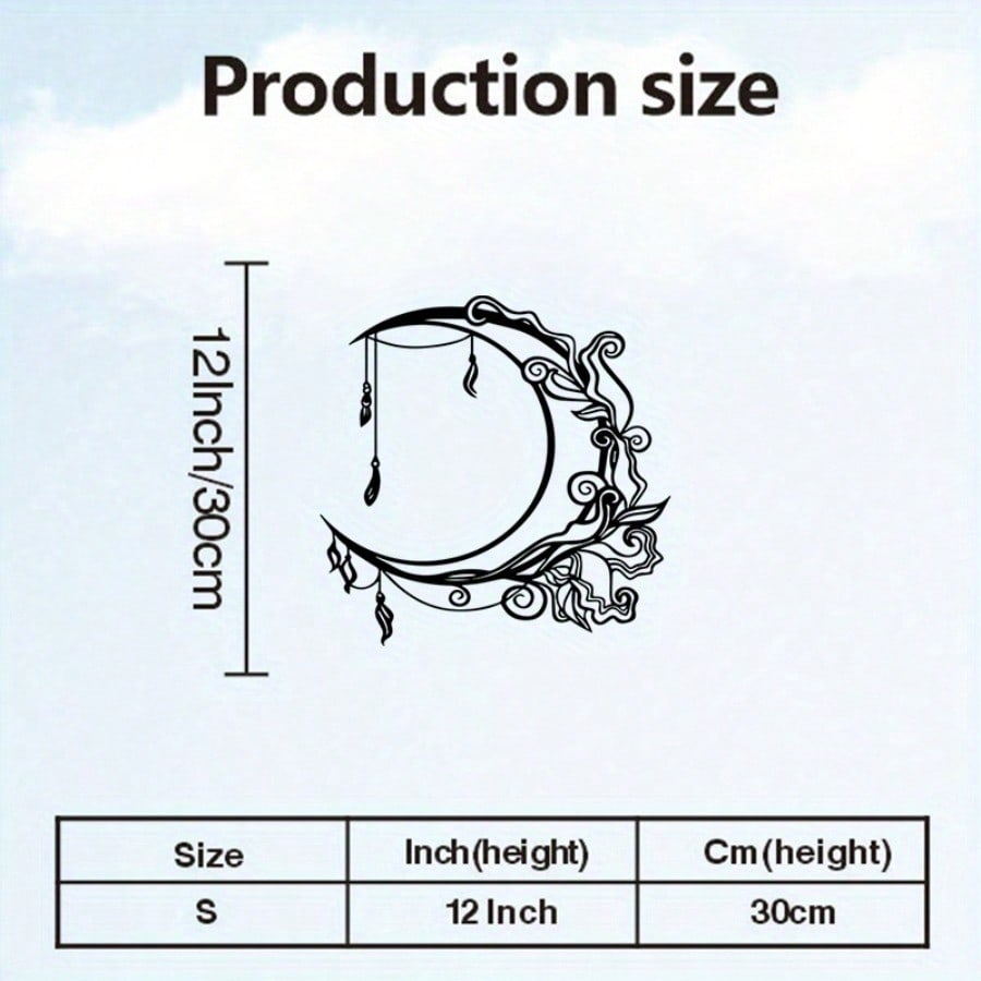 

Bohemian Moon Floral Metal Wall Decor Vintage Wrought Iron Fringe Weather Resistant Office Terrace Gift