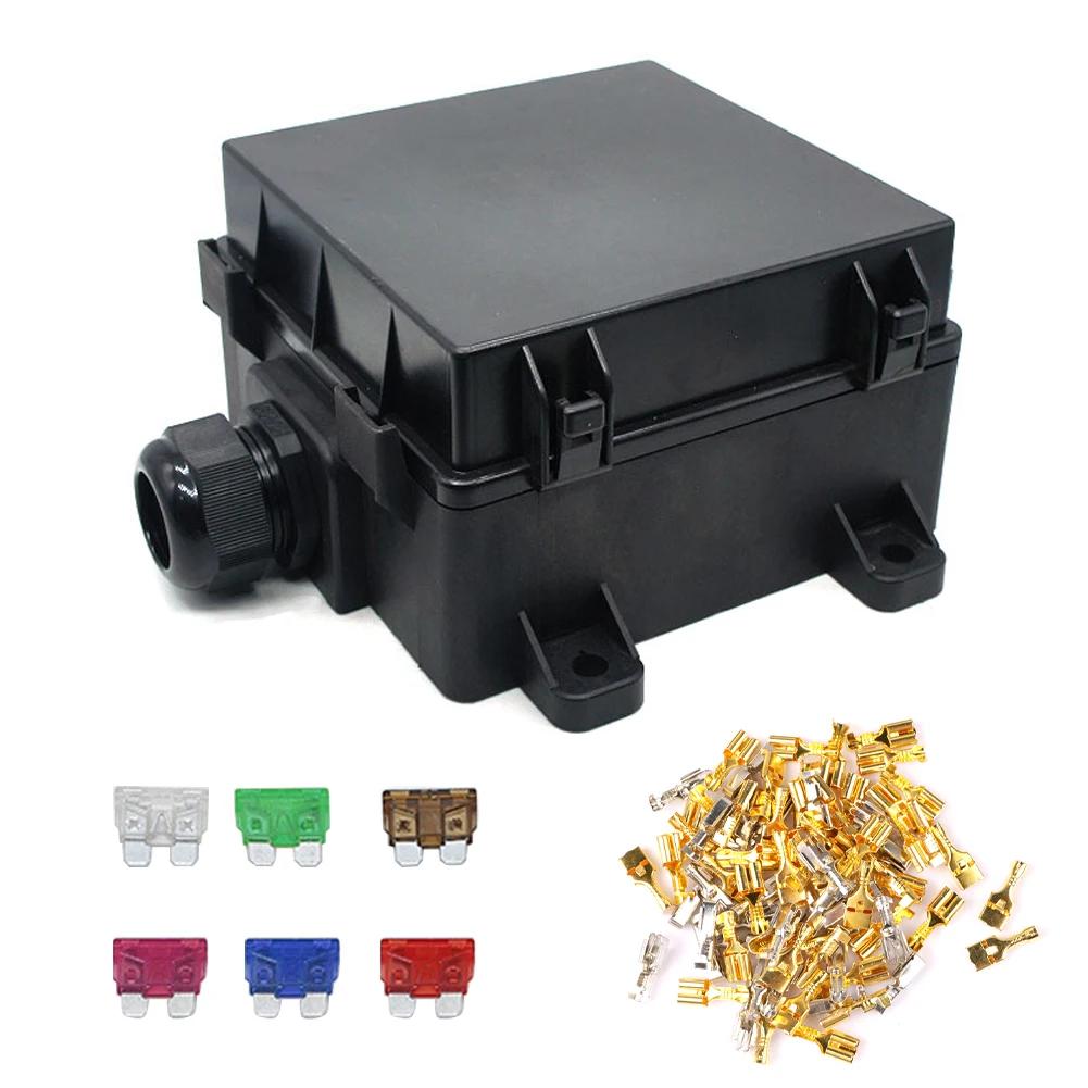 Car Relay Socket Black Box Blade Fuse Holder Automotive RV Multi-way Lighting Audio Modification Control Terminal Recreation