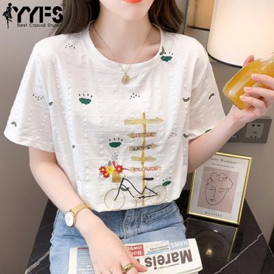Damenmode Casual Sommer Frühling Kurzarm O-Ausschnitt Blusen & Hemden