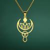 Dawapara Lotus Flower of Life Necklace Stainless Steel Women Jewelry Buddhism Peace Symbol Yoga Meditation Amulet Pendant