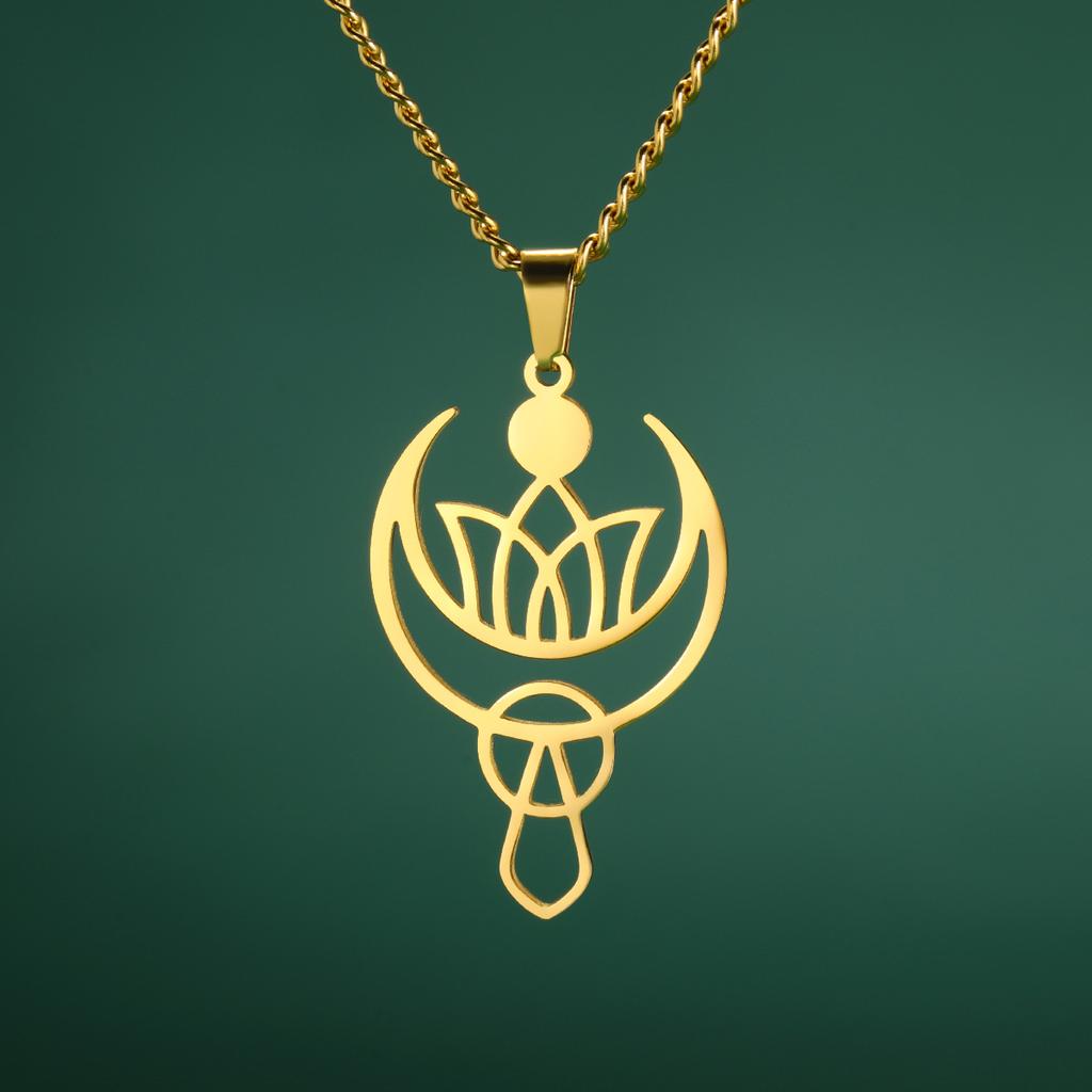 Dawapara Lotus Flower of Life Necklace Stainless Steel Women Jewelry Buddhism Peace Symbol Yoga Meditation Amulet Pendant