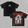 BLEACH Kurosaki Ichigo Printet Streetwear Mænd Kvinder Vintage Vasket T-shirt Oversized Bomuld T-shirt Kortærmet Afslappet Tøj