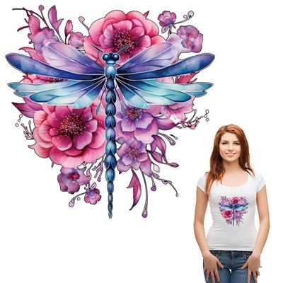 Dragonfly Iron-On Transfers Flower Stickers A-Level Washable Vinyl Diy Thermal Press Hoodies Tops Diy Accessories Patch