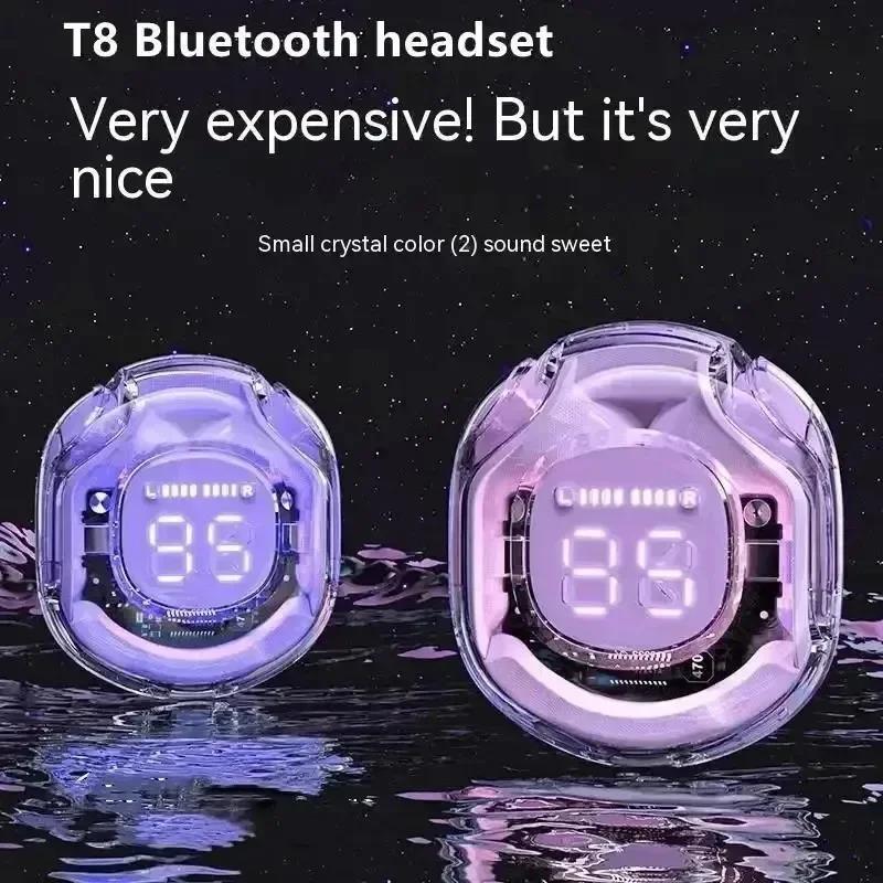 TWS Wireless Bluetooth Earphone Noise Canceling HiFi Stereo Sport Headphones With LED Digital Display Transparent Charging Case