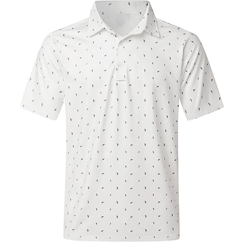 3D Digital Printed White Pattern Fashionable Men's Short Sleeved Button Up Polo Shirt Casual Summer Comfortable