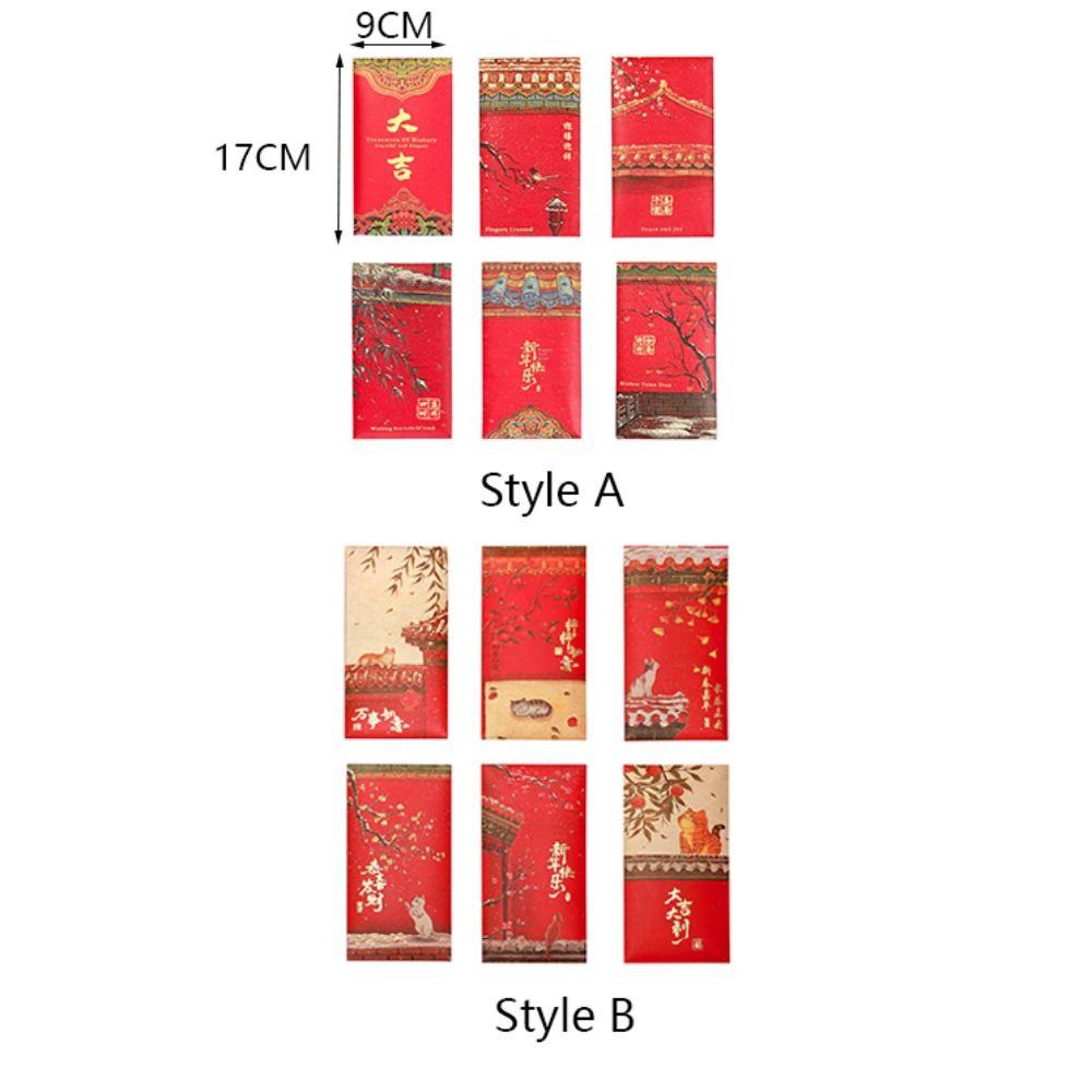 Rectangular Lucky Money Bag Cat Pattern HongBao Creative Forbidden City Red Envelope  Birthday