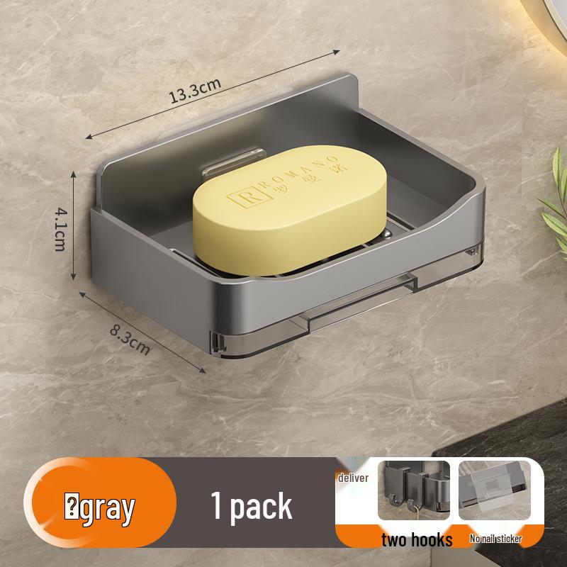 Wall-Mounted Double-Layer Soap Holder: Punch-Free, Anti-Mold, Bathroom Storage with Drainage.