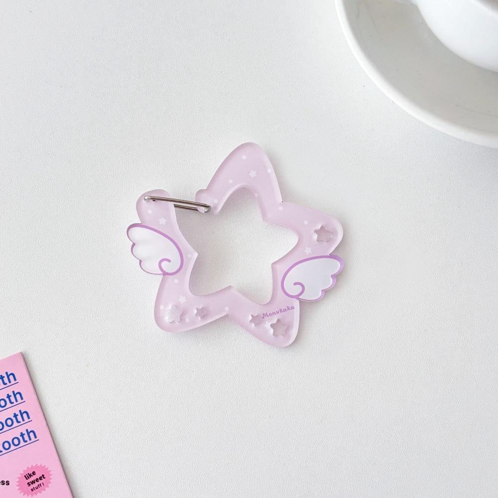 Acrylic Wings Stars Carabiner Portable Keyring Hook Card Holder Kawaii Backpack Pendant  Outdoor