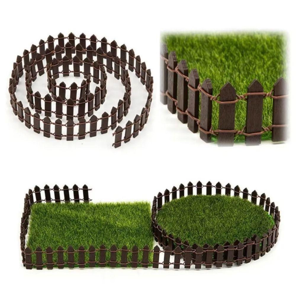 Natural Wood Micro Landscape Fence Customizable Miniature Picket Fence Flower Pots