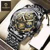 BINBOND Luxury Men's Quartz Watches Stainless Steel Date Chronograph Men Wristwatch Waterproof Luminous Fashion Man Watch