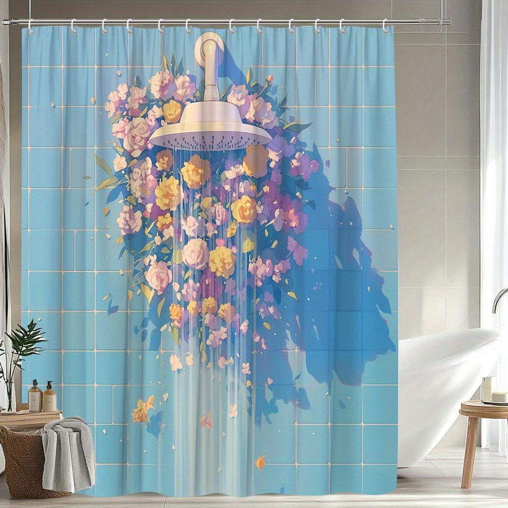 

1pc Floral Shower Curtain Natural Garden Landscape Bathroom Decor Polyester Fabric with 12 Hooks, 70. 8x70. 8 Inches 90x180cm
