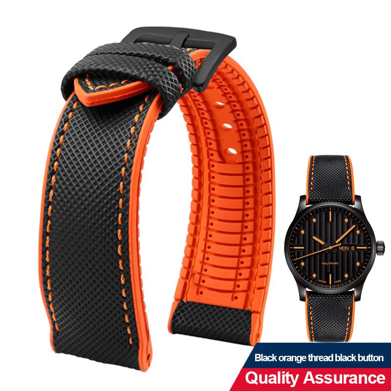 12 color high quality rubber Watchband 20 21 22 23mm 24mm for men and women watchstrap accessories Black red orange yellow Green