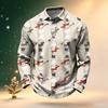 Men's Golf Shirt Long Sleeve Casual Christmas Print Quick-Dry Mesh Top