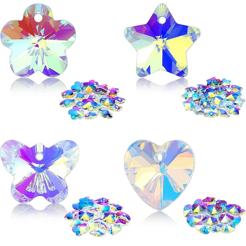 14mm AB Color Crystal Pendant Glass Beads Heart/Star/Bear Charms Beads for Jewelry Making Necklaces Earrings DIY Bracelets