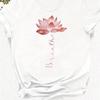 Plus Size Lotus Graphic Print T-shirt Short Sleeve Crew Neck Casual Top For Summer & Spring Women's Plus Size Clothing