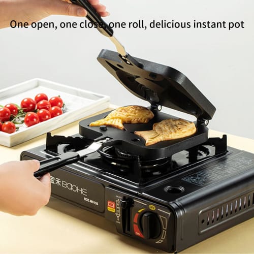 Taiyaki Maker, Stovetop Type, Home Use, Non-Stick, Induction Compatible, Fish Grill Mold, Aluminum Alloy, Cake, Double-Sided Waffle Maker, Cartoon Two
