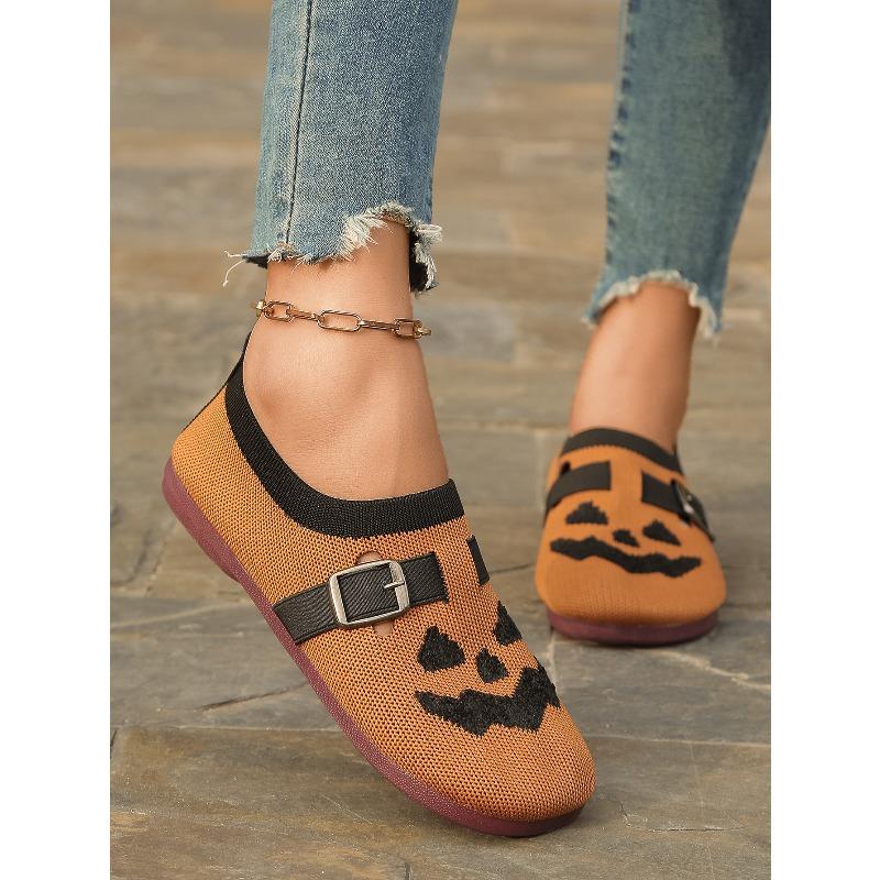 Autumn new women's shoes Halloween pumpkin casual cloth shoes lightweight breathable versatile single shoes wholesale