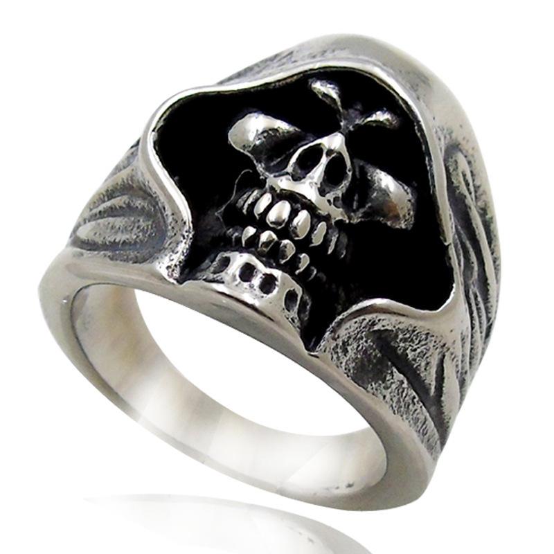 

Black Death Skull Ring, Domineering and Fashionable Ghost Head Jewelry one size(US size 6-13) срібний