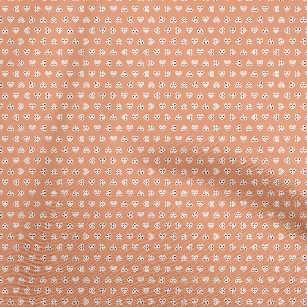 oneOone Cotton Flex Light Beige Fabric Hearts Print   Dress Material Fabric Print Fabric By The Yard 40 Inch