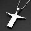 Christian Jesus Statue Rhinestones Pendant Necklace for Women Men Stainless Steel Gold Color Crucifix Chain Amulet Jewelry Gift
