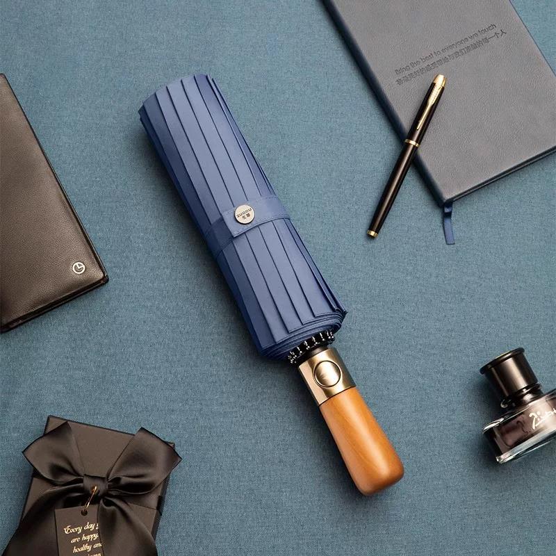 German Umbrella for Men, High-End, Fully Automatic, Enlarged, Thickened, Reinforced, Dual-Use for Sun and Rain, Foldable, Sun Protection, Sunshade