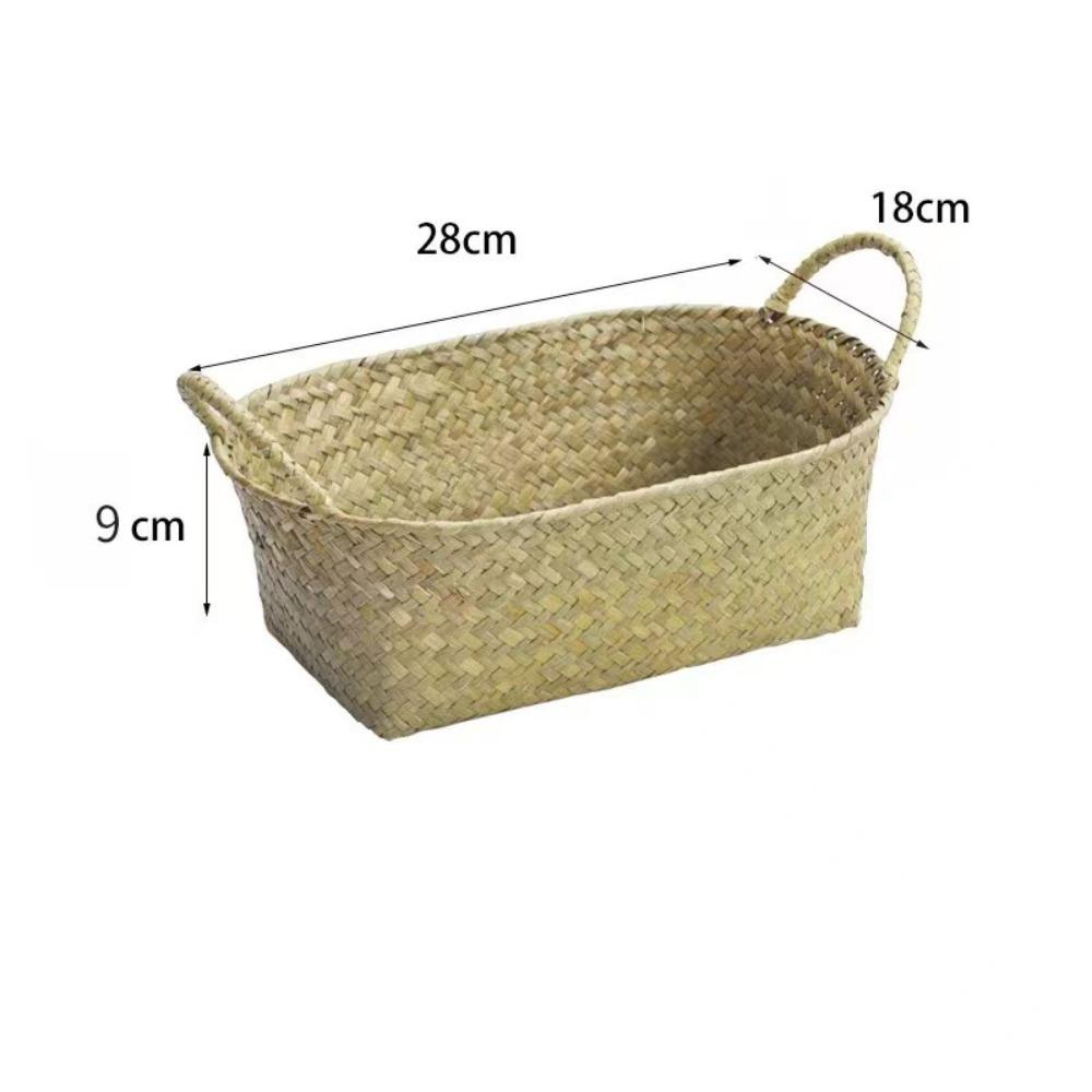 Portable Handwoven Rattan Basket Desktop Storage Tool Rattan Storage Basket Storage Baskets with Handle