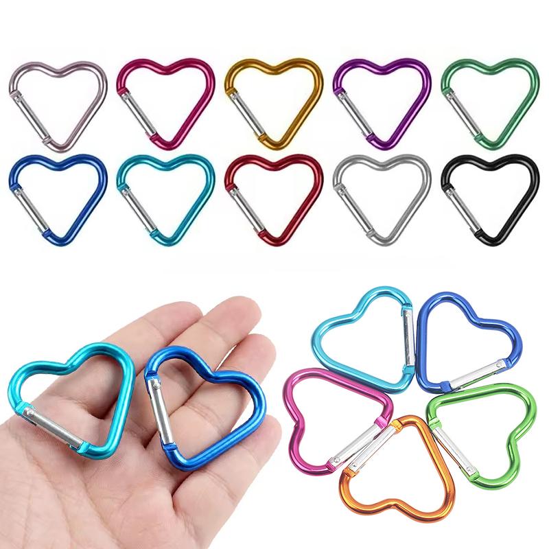 3/6/9/12PCS Heart-shaped Carabiners Random Mix Color Keychain Suitable for Camping Outing Travel Hanging Buckle Hook Gadgets ZYF