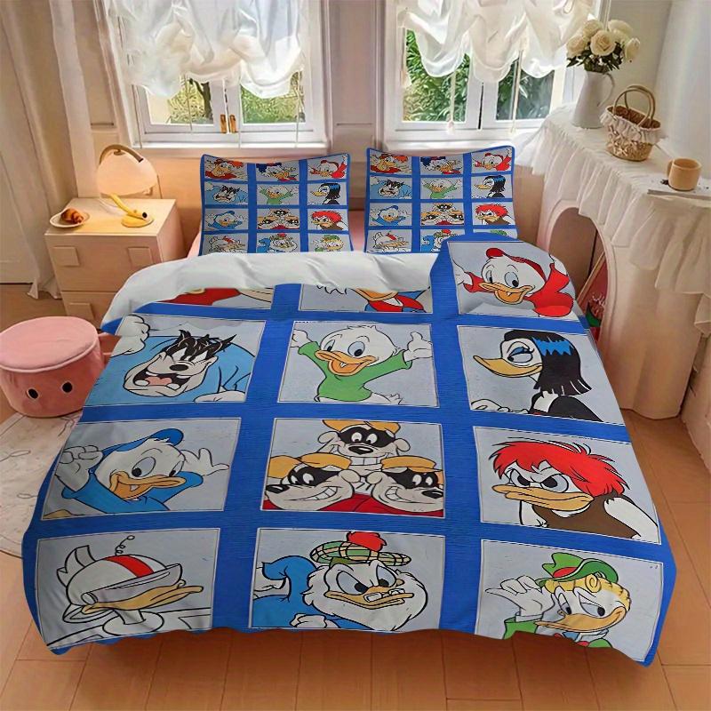 3pcs Donald Duck & Friends Character Printed Quilt Set Soft and Comfortable Quilt Cover for Bedroom, Guest Room Bedding Set