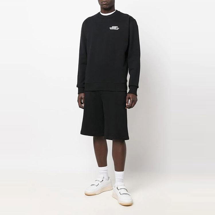 Maison Kitsune Ss22 Logo Letter Print Solid Color Crew Neck Sweater Unisex Sweater Black IU00335KM0022-P199