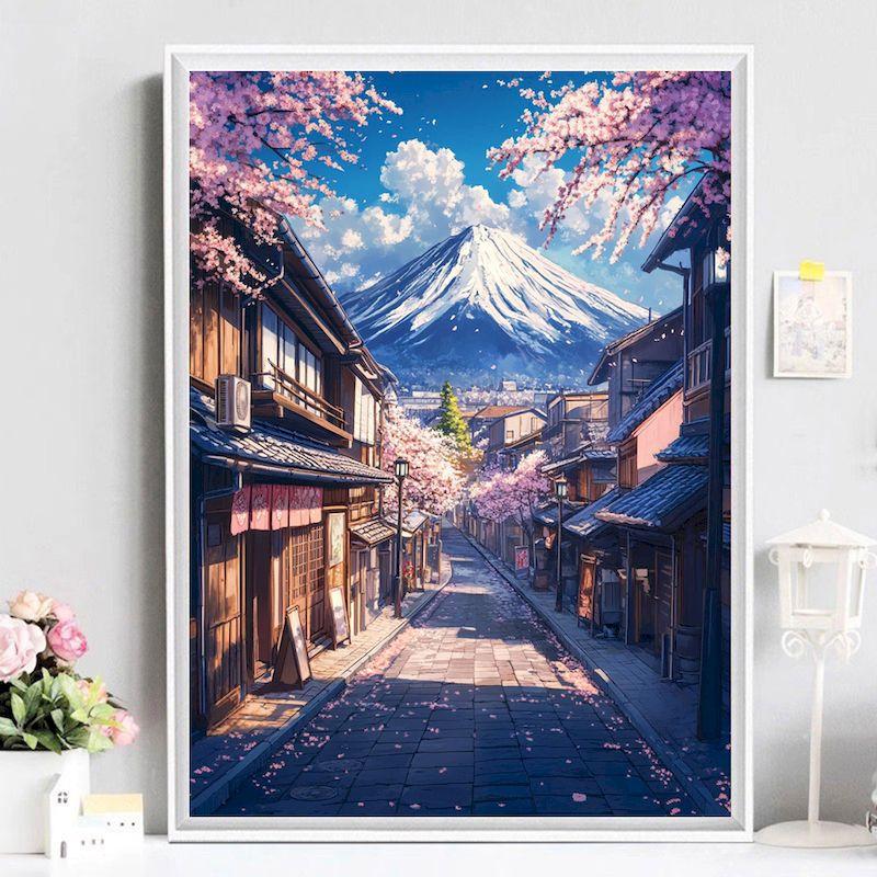 CHENISTORY Diy Paint By Numbers For Adults Kits Acrylic Paint Purple Landscape On Canvas Numbers Painting For Home Decors