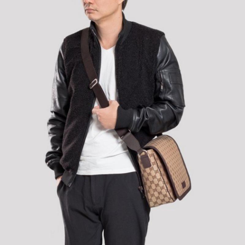 Gucci Large Capacity Logo Canvas And Leather Messenger Bag Unisex bags Ebony Dark-Brown 449171-KY9KN-9886
