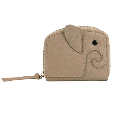 Lizdays Women's Elephant-Shaped Mini Wallet, Compact, Card Case, Bifold Wallet, Cute (Gray Beige)