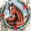 Happy Holidays Horse Christmas Sign Aluminum Foil Engraving Festive Plate Ideal for Home Cafe Restaurant IndoorOutdoor