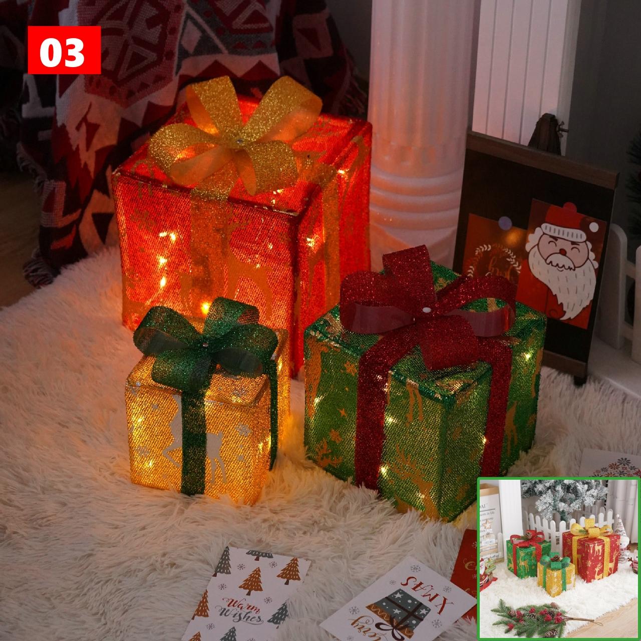 

3 шт./компл. Рождественская подарочная коробка, светящаяся рождественская елка, вечеринка, украшения своими руками, работающие от батареек, светодиодные праздничные реквизиты, осветительные приборы 8 Mode Warm White