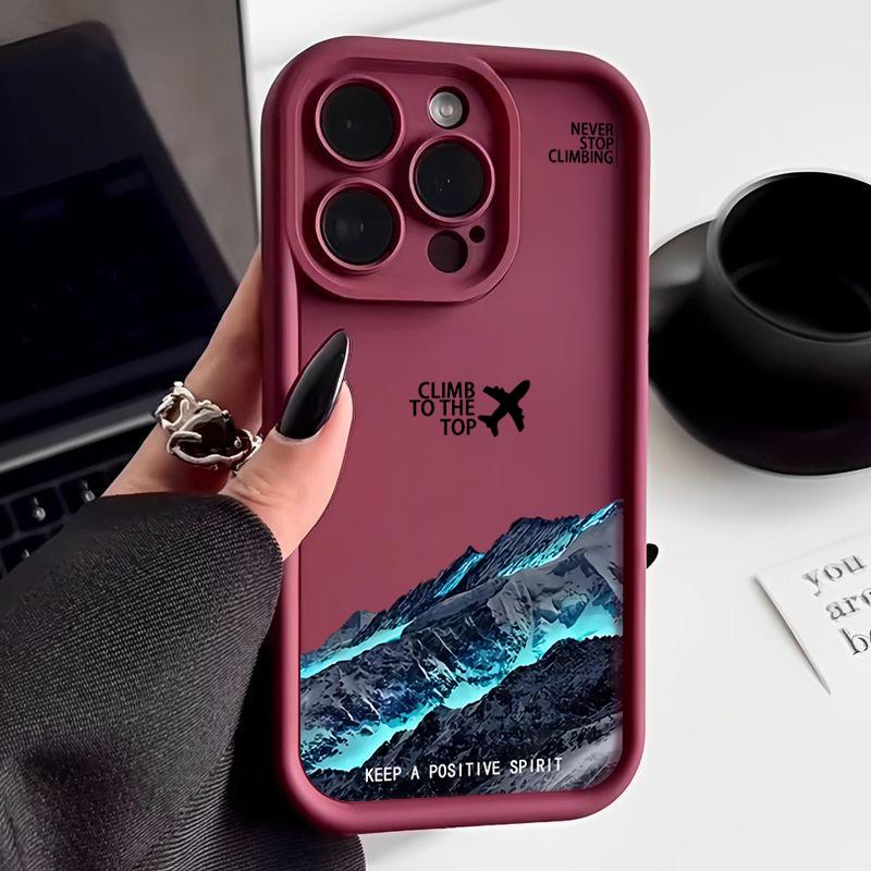 Mountain Peak Aircraft Patterned Case For iPhone 15 16 14 Pro Max 15 16 Plus 11 12 13 Pro 16E XR Shockproof Soft TPU Phone Cover