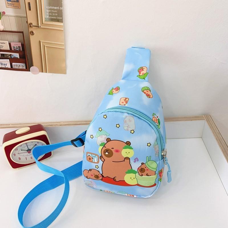 Childrens Crossbody Capybara Bag Cute Cartoon Design Lightweight Material Nylon