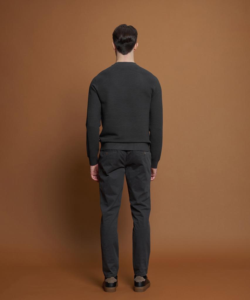 PANICALE Charcoal Ribbed Crewneck Knit
