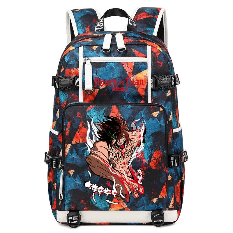 Attack On Titan Anime Print Student Backpack Large Capacity Casual Daypack for Boys Girls School Travel